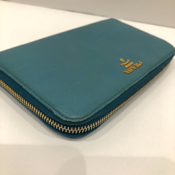 Prada Blue Zip Around Long Wallet Sku#84136 (Gently used) - Picture 5 of 15
